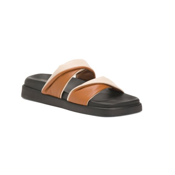 ALOHAS Tan/Cream Made In Spain Leather Shaka Two Tone Sandals